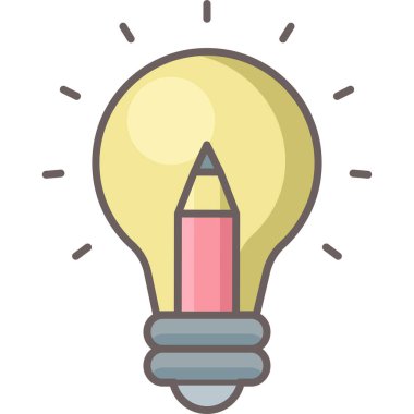 Bir ampul vektör simgesinde kalem modern basit vektör illüstrasyonu 