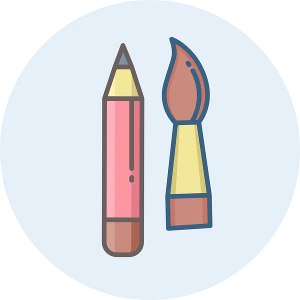 Herramientas Dibujo Lápiz Icono Pincel Moderno Simple Ilustración Vectorial — Vector de stock