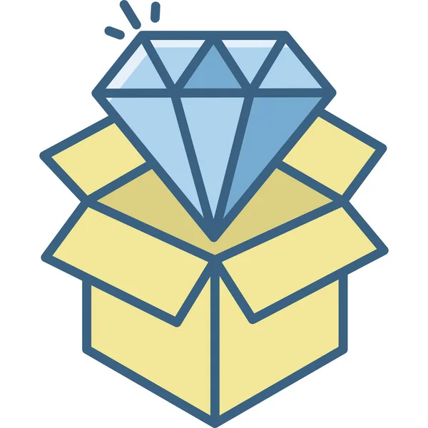 Diamant Einem Box Vektor Symbol Moderne Einfache Vektorillustration — Stockvektor