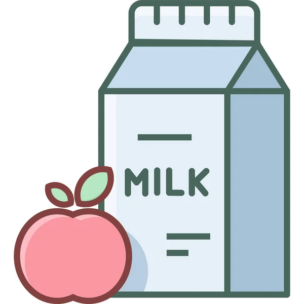 Manzana Cartón Del Icono Del Vector Leche Moderna Ilustración Simple — Archivo Imágenes Vectoriales