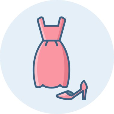 kadın elbisesi ve ayakkabı vektör simgesi modern basit vektör illüstrasyonu 