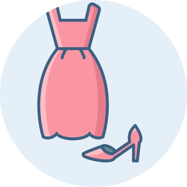 kadın elbisesi ve ayakkabı vektör simgesi modern basit vektör illüstrasyonu 