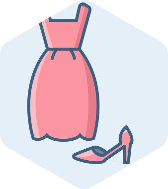 kadın elbisesi ve ayakkabı vektör simgesi modern basit vektör illüstrasyonu 