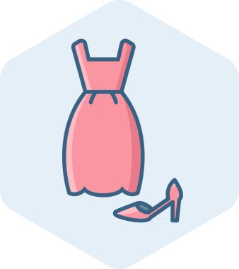 kadın elbisesi ve ayakkabı vektör simgesi modern basit vektör illüstrasyonu 