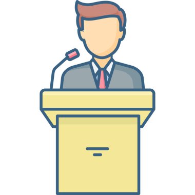 Podyum vektör ikonunun arkasındaki erkek modern vektör illüstrasyonu 