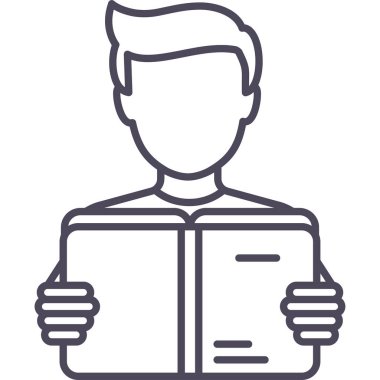 Bir kitap vektörü simgesi okuyan adam modern basit vektör illüstrasyonu 