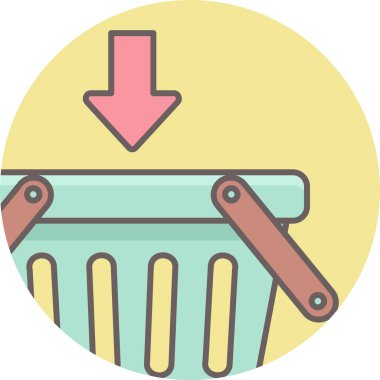 Alışveriş arabasındaki ok vektör simgesi modern basit vektör illüstrasyonu 