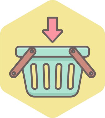 Alışveriş arabasındaki ok vektör simgesi modern basit vektör illüstrasyonu 