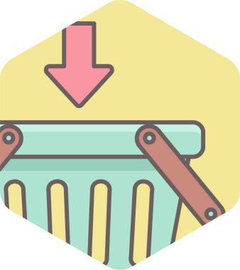 Alışveriş arabasındaki ok vektör simgesi modern basit vektör illüstrasyonu 