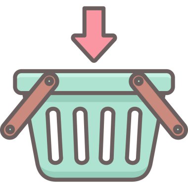 Alışveriş arabasındaki ok vektör simgesi modern basit vektör illüstrasyonu 