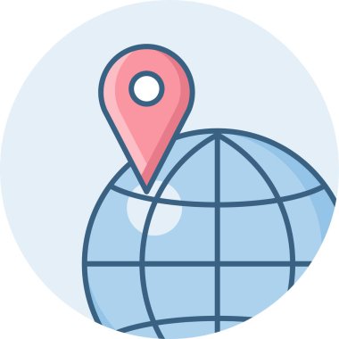 Gezegen vektör simgesi üzerinde işaretleyici Modern basit vektör illüstrasyonu