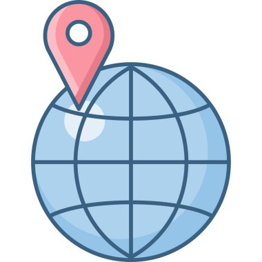 Gezegen vektör simgesi üzerinde işaretleyici Modern basit vektör illüstrasyonu