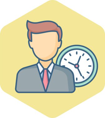 İş adamı ve saat vektör simgesi modern basit vektör illüstrasyonu