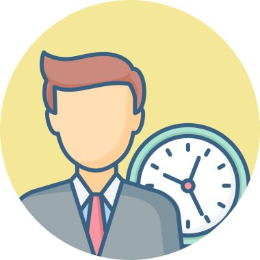 İş adamı ve saat vektör simgesi modern basit vektör illüstrasyonu