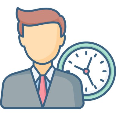 İş adamı ve saat vektör simgesi modern basit vektör illüstrasyonu