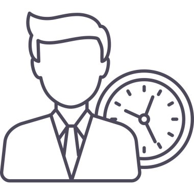 İş adamı ve saat vektör simgesi modern basit vektör illüstrasyonu