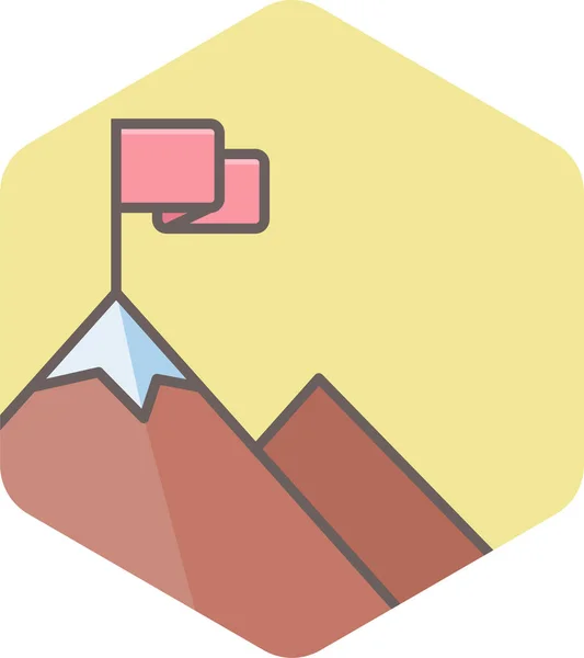 Montañas Con Una Bandera Parte Superior Icono Vectorial Moderno Simple — Archivo Imágenes Vectoriales