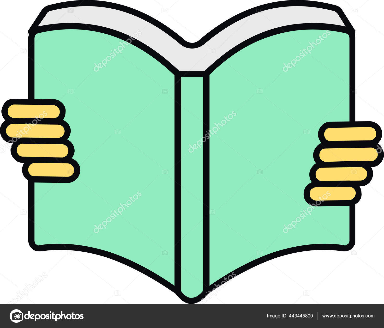 Icon of an open book. Hands holding an open book - vector image