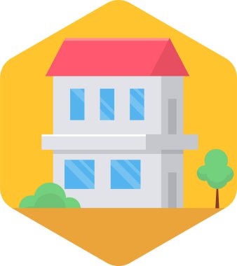 Çatısı olan renkli bir ev.