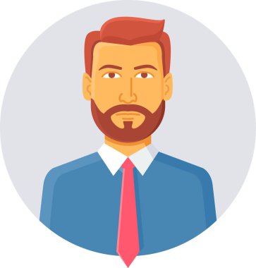 Sakallı ve kravatlı bir çizgi film adamı.