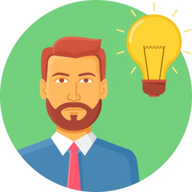 Fikir ampulü olan iş adamı