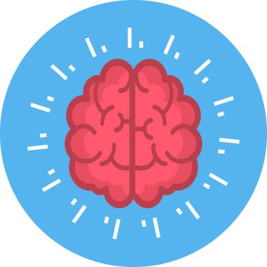 Düz biçimli beyin simgesi beyaz arkaplanda izole