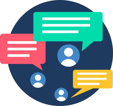 Sosyal ağ sembollü vektör düz sohbet simgesi