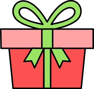 Yay ikonlu hediye kutusu, vektör illüstrasyonu