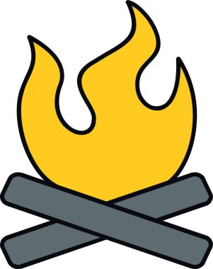 Beyaz arka planda izole edilmiş çizgi film tarzında ateş alev ikonu. koleksiyon vektör illüstrasyonu