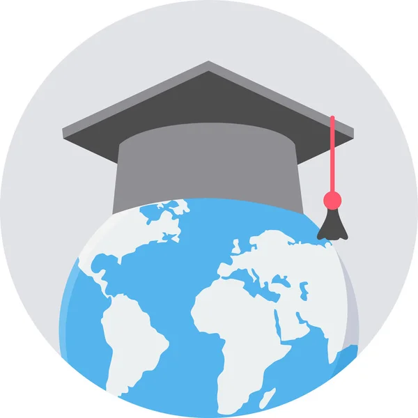 Graduation Cap Globe Vector Illustration — Stock Vector