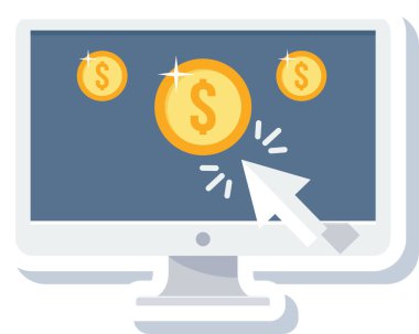 Dolar işaretli bir bilgisayarın vektör çizimi