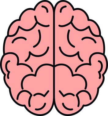 beyin simgesi kırmızı ve beyaz renklerde