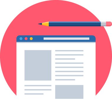 bir kalem ve belge düz vektör simgesi