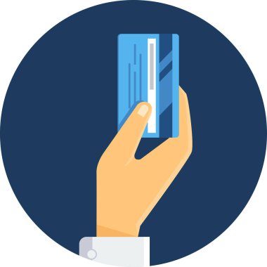 Bir kredi kartı tutuyor.