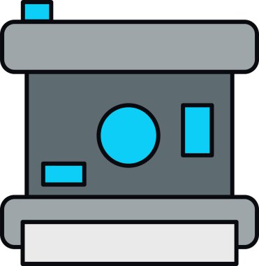 Bir vektör simgesi kullanılmaya hazır bir kameranın çizgi film çizimi