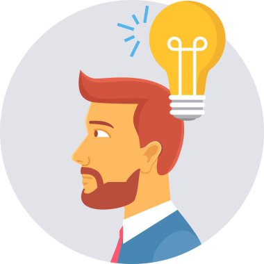 Fikir ampulü olan iş adamı