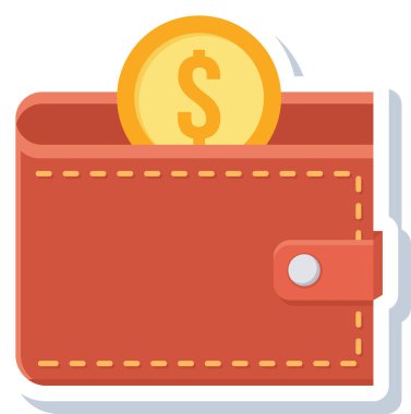 Dolar banknotları vektör simgesi olan cüzdan