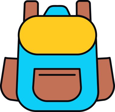 Okul çantasının çizilmiş bir çizimi.