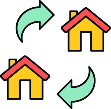 Bir ev kümesinin vektör illüstrasyonu