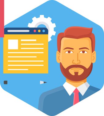 Bir belgeye sahip iş adamı, vektör illüstrasyonu