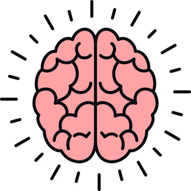 Düz biçimli beyin simgesi beyaz arkaplanda izole