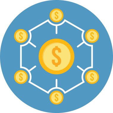 Dolar ve para kavramı simge tasarımı, düz vektör ile temsil edilir
