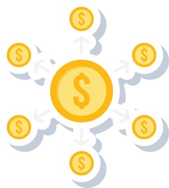 Dolar ve sikkeler vektör illüstrasyonu