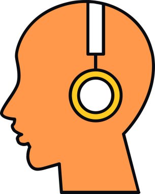 Sarı ve turuncu renkli bir erkek başının vektör çizimi.