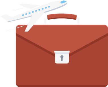 Elinde bavul olan bir kağıt uçağın vektör çizimi