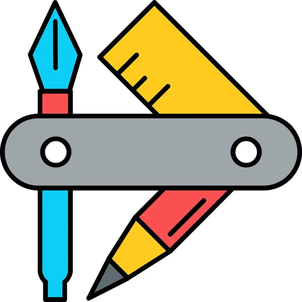 Taille Crayon Avec Règle — Image vectorielle