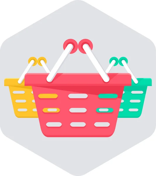Shopping Basket Red Button — Stock Vector