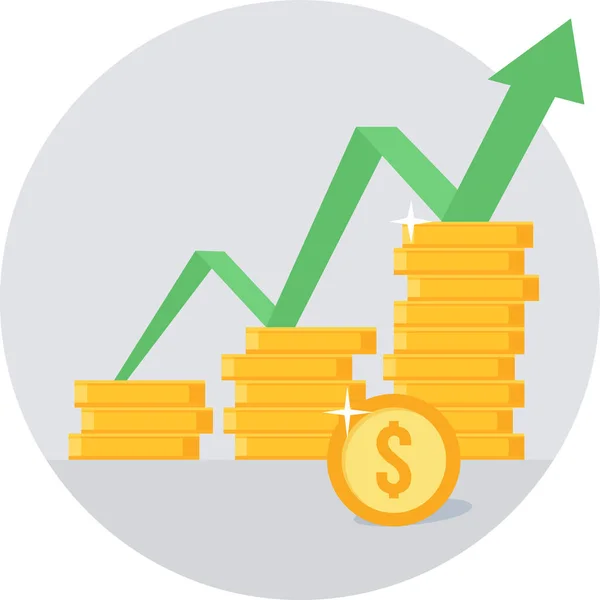 Gráfico Financeiro Com Moedas Dólar —  Vetores de Stock