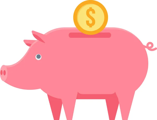 Roze Spaarvarken Bank Met Dollarsymbool — Stockvector