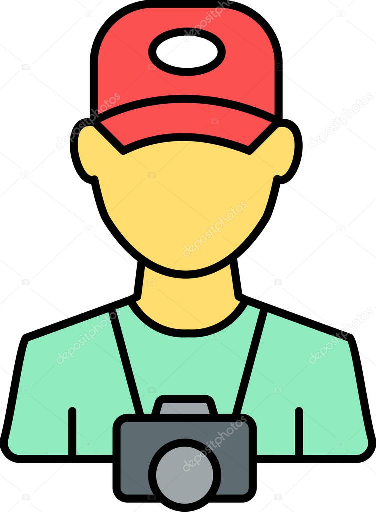 tourist with camera avatar, vector illustration 
